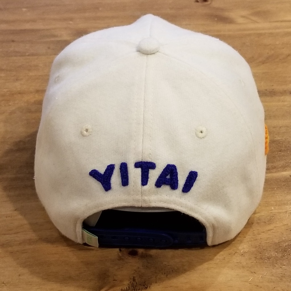 Yitai Letterman Hat Snapback White Blue Y Flower Logo Soft Wool Adjustable - Picture 3 of 8